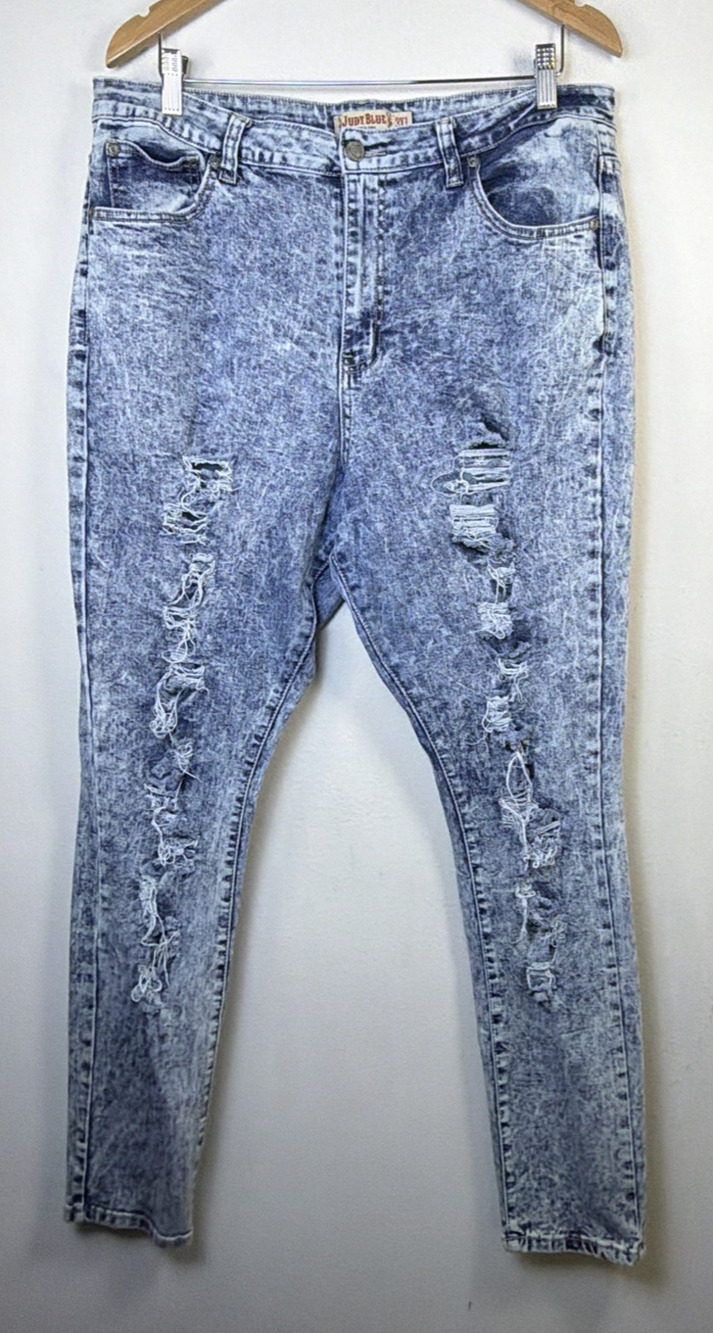 Judy Blue Jeans Womens 3XL Skinny Fit Stretch high Rise Acid Wash Distressed 22W